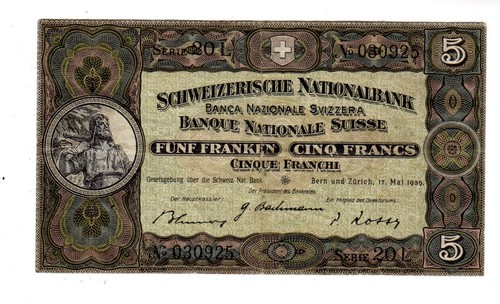 Suisse switzerland billet - billet, 5