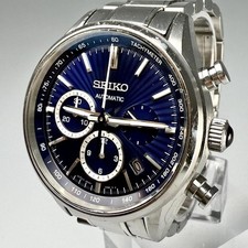 Montre automatique pour homme Seiko Brights cadran bleu chronographe titane 4...