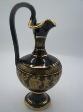 Vase pichet décoratif style grec antique - céramique noire - fait main 24 carats