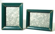 2x CADRE PHOTO GAINÉ CUIR VERT FONCÉ PHOTO 10x15 cm  - CADRE VINTAGE - OLD STOCK