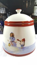 Williams Sonoma Nordic Elf Large Stoneware Snowman Holiday Cookie Jar