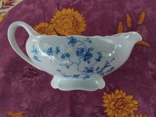 Saucière Porcelaine de Sologne 3 Décor Floral Bleu en Relief 19cm