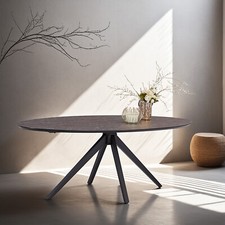 Table de salle à manger ovale 200cm bois marron noir 6 à 8 personnes Homestyle4u