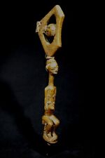 Art Africain Instrument Musique - Marteau de Gong Baoulé Bronze Socle - 22,5 Cms