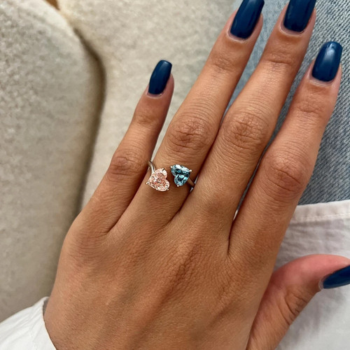 Bague diamant bleu vif - , taillé