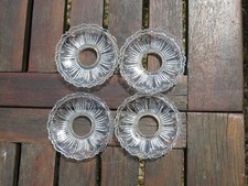 LOT DE 4 BOBECHES EN VERRE TRANSPARENT forme de fleurs striées