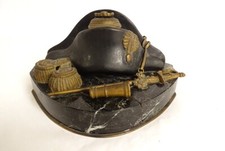 Encrier bronze doré marbre