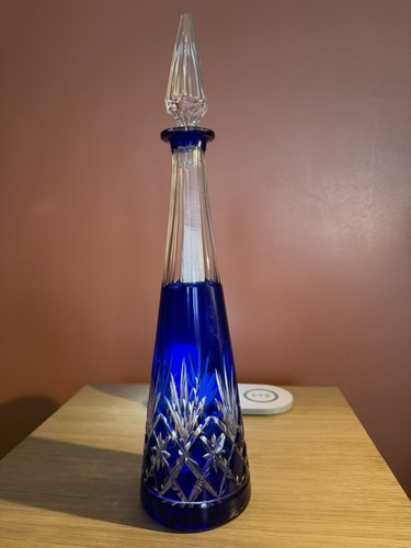 Carafe vin cristal bleue - carafe, en