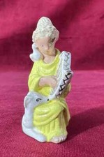FIGURINE SANTON CASSEGRAIN ANCIEN FEMME HARPISTE HARPE CELTIQUE CELTE CRECHE