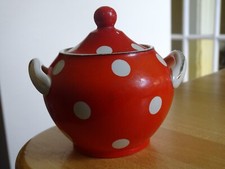 SARREGUEMINES UN ANCIEN SUCRIER EN FAIENCE MODELE CONFETTI pois blanc