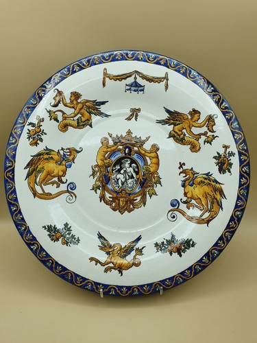 Plat faience gien fond - faience, blanc