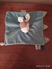 Doudou Plat Cheval Ane  bleu