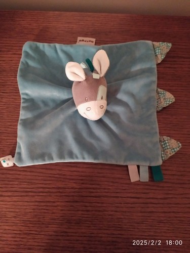 Doudou plat cheval ane bleu - cheval,