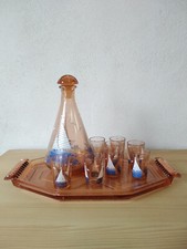 Service retro à liqueur, digestif  motif voilier Art Déco *