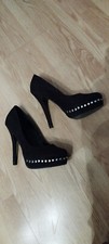 Escarpins "paris texas" talons hauts simili daim noirs, sexy chic t37 neufs
