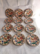 12 assiettes aux coq faïence de Quimper  Keraluc