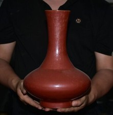 12.8 "Marked Old Chinese Red Glaze Porcelain Dynasty  Flower Vase Bottle