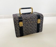 Vanity toile monogrammée logo et cuir PIERRE BALMAIN Paris vintage 1970s/1980s