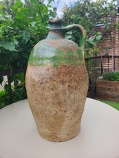 Superbe cruche ancienne, cargoulette,  en terre cuite vernissée, typique des...
