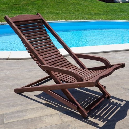 Chaise longue pliante teck - longue, en