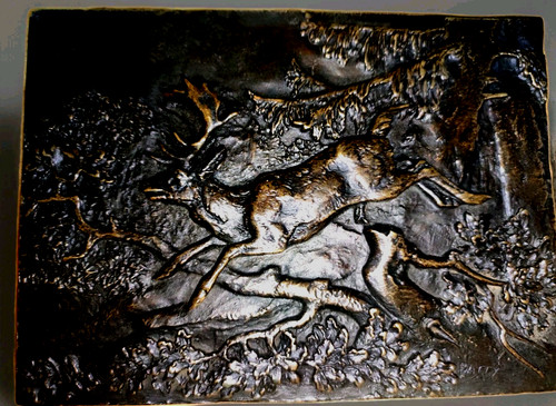 Bronze barye deux plaques - bronze,