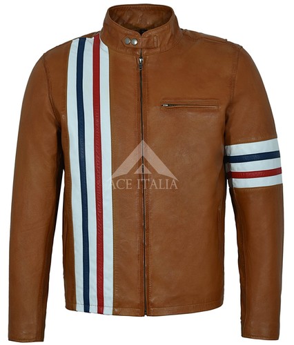 Men leather jacket tan - men's,