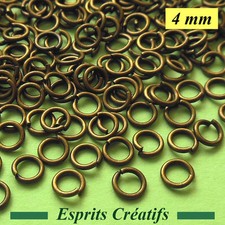 300 Anneaux de jonction ouverts couleur Antique Bronze 4mm x 0.7mm sans Nickel