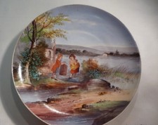 Assiette Plat Porcelaine Scène romantique au bord de l'eau Restauration agrafe