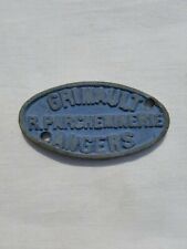 plaque métallique publicité Grimault parcheminerie Angers balance à grain