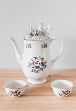 Cafetière Faïence 2 Tasses Décor Oiseau et Fleurs Service Lunéville Badonviller