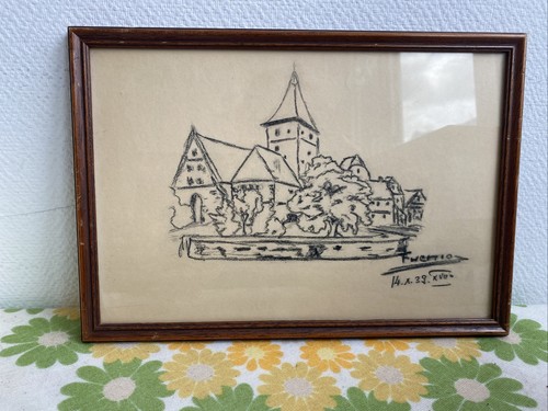 Ancien cadre dessin craie - cadre,