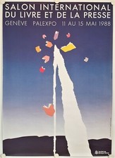 Affiche PALEXPO Foire Livre Presse 1988 illustr. COCCHI - 90x128 cm