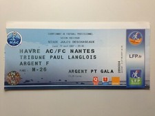 TICKET MATCH LE HAVRE - NANTES 20 AOUT 2007 - CHAMPIONNAT DE FRANCE