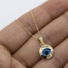 Collier Pendentif Œil Malin Découpé En Or Jaune 14K Brillant Toutes Tailles