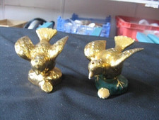 ++"506.2"CHARMANTE SALIERE POIVRIERE PORCELAINE DE LIMOGES FORME D OISEAUX DORES