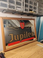 Ancien Grand Miroir publicitaire vintage sérigraphié Jupiler  Vintage Bar