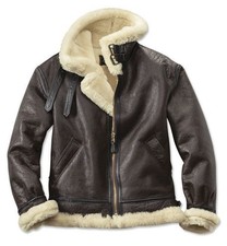 Veste de bombardier d'avion en cuir de mouton marron véritable peau de...