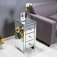 Miroir de la table de chevet armoire 3 tiroirs en verre chambre table Night Stan