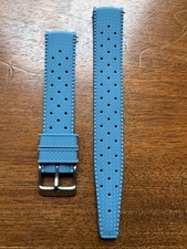 bracelet de montre tropical en silicone bleu ardoise 18mm neuf