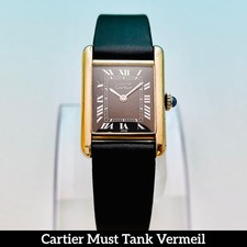 [Superbe/réglé] Cartier Must Tank SM à remontage manuel cadran noir vermeil