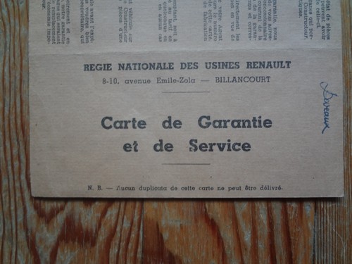 Ancienne carte garantie - carte,