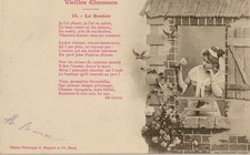 CARTE POSTALE FANTAISIE POESIE VIEILLE CHANSON LE ROSIER DE LEYRE