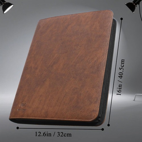 Brown leather card binder - leather,