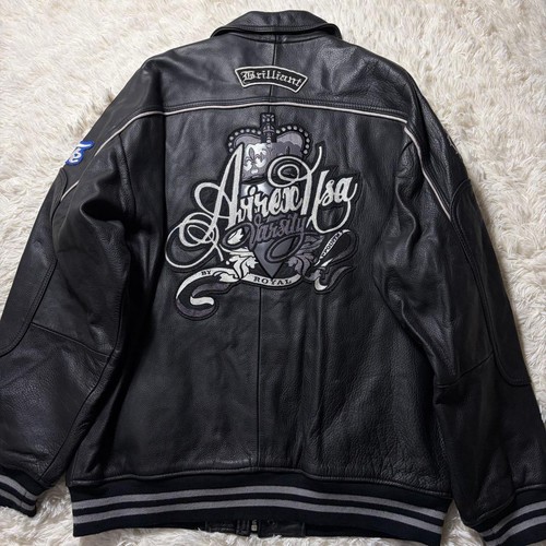 Avirex leather varsity - varsity, jacket