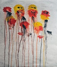 Tableau ancien huile abstrait sur toile signé Cy Twombly art moderne