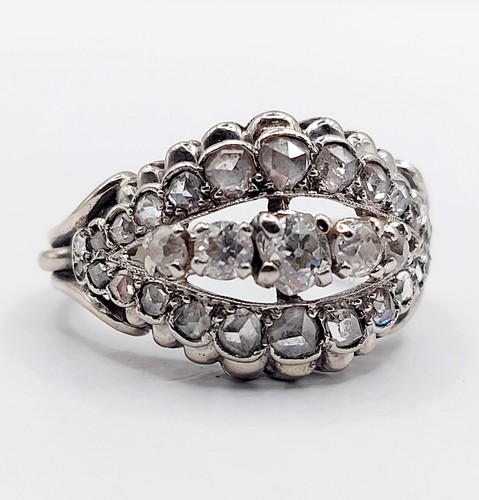 Bague bombé art - or, blanc