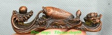 3.5''Old Chinese Dynasty Bronze Fengshui Lucky Ruyi Fish Statue Sculpture