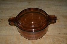 Cocotte Fait tout casserole 21 cm Vision de Corning verre fumé vintage 70s 80s