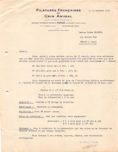 1947 filatures francaises - filatures, de