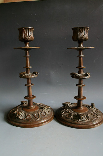 Anciens bougeoirs bronze - anciens, en